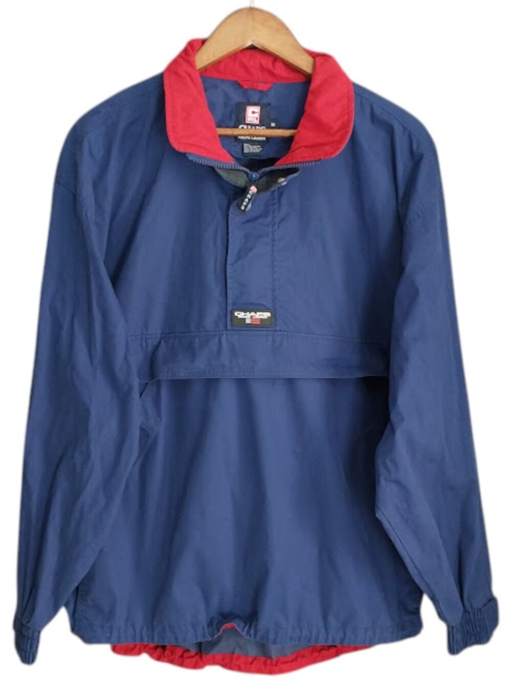 Vintage Chaps Ralph Lauren Jacket Men M Navy Hooded Anorak Pullover 90s Gorpcore